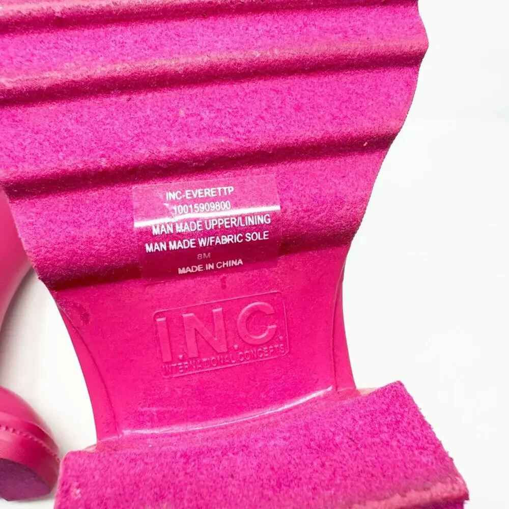 NWOB INC International Concepts Pink Square Toe Block Heel Rain Boots Size 8